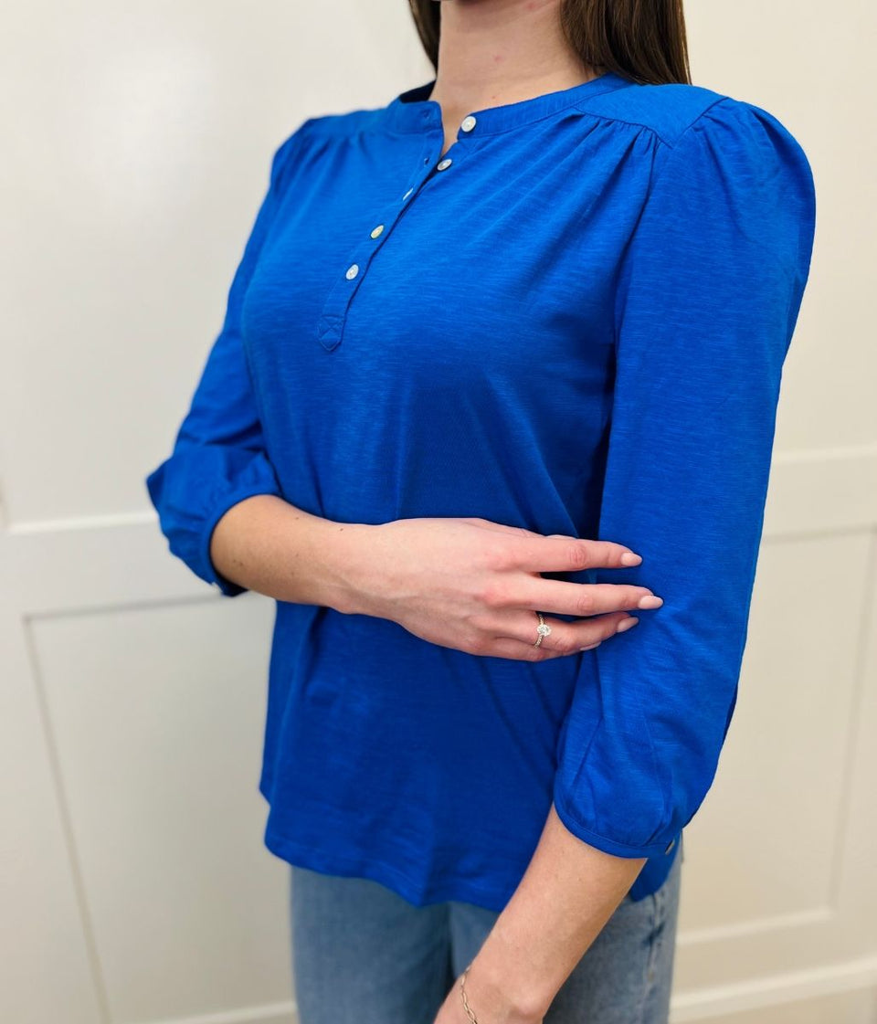 Blue Long Sleeve Henley Top