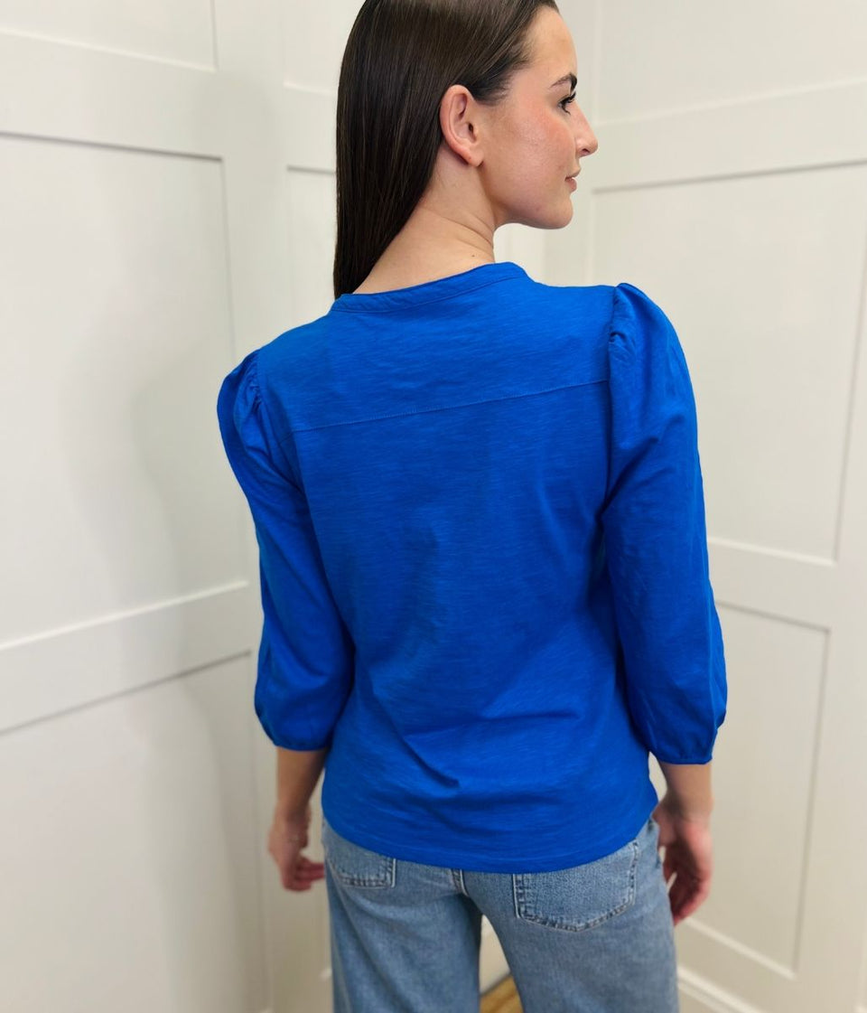 Blue Long Sleeve Henley Top