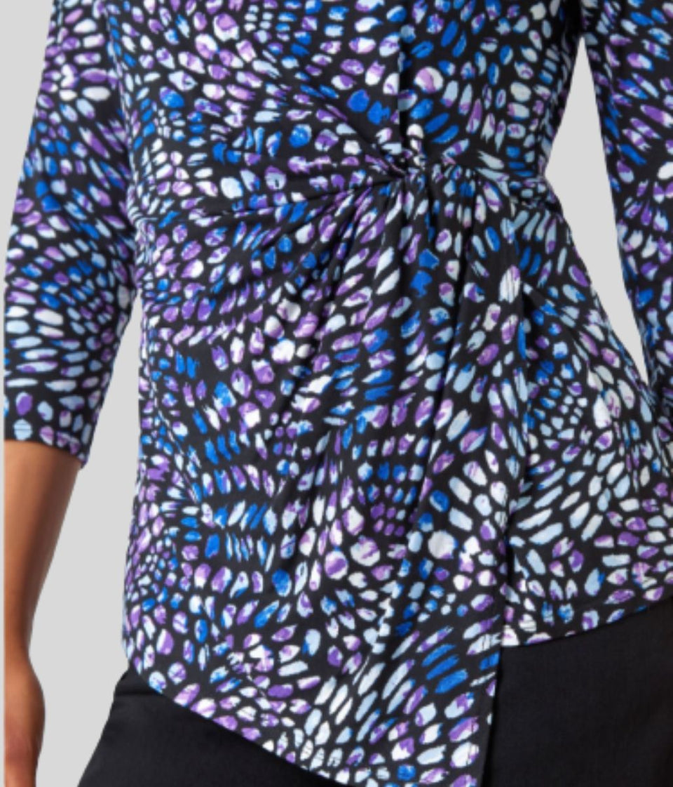 Abstract Print Side Twist Top