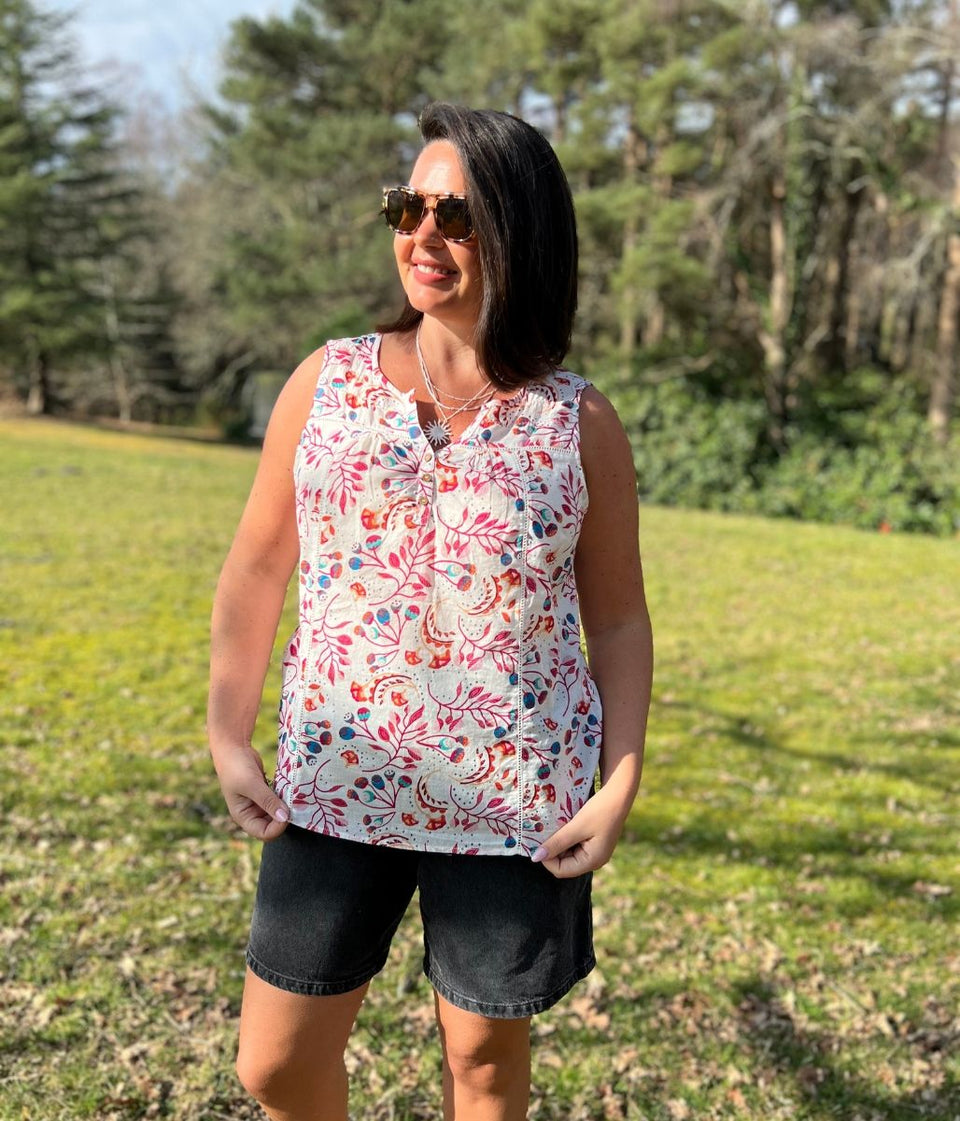 Poppy Seed Print Dobby Top