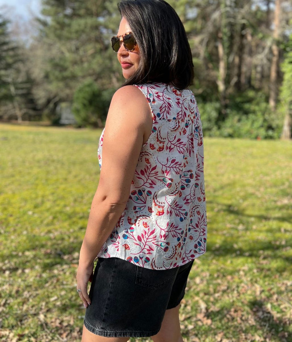 Poppy Seed Print Dobby Top