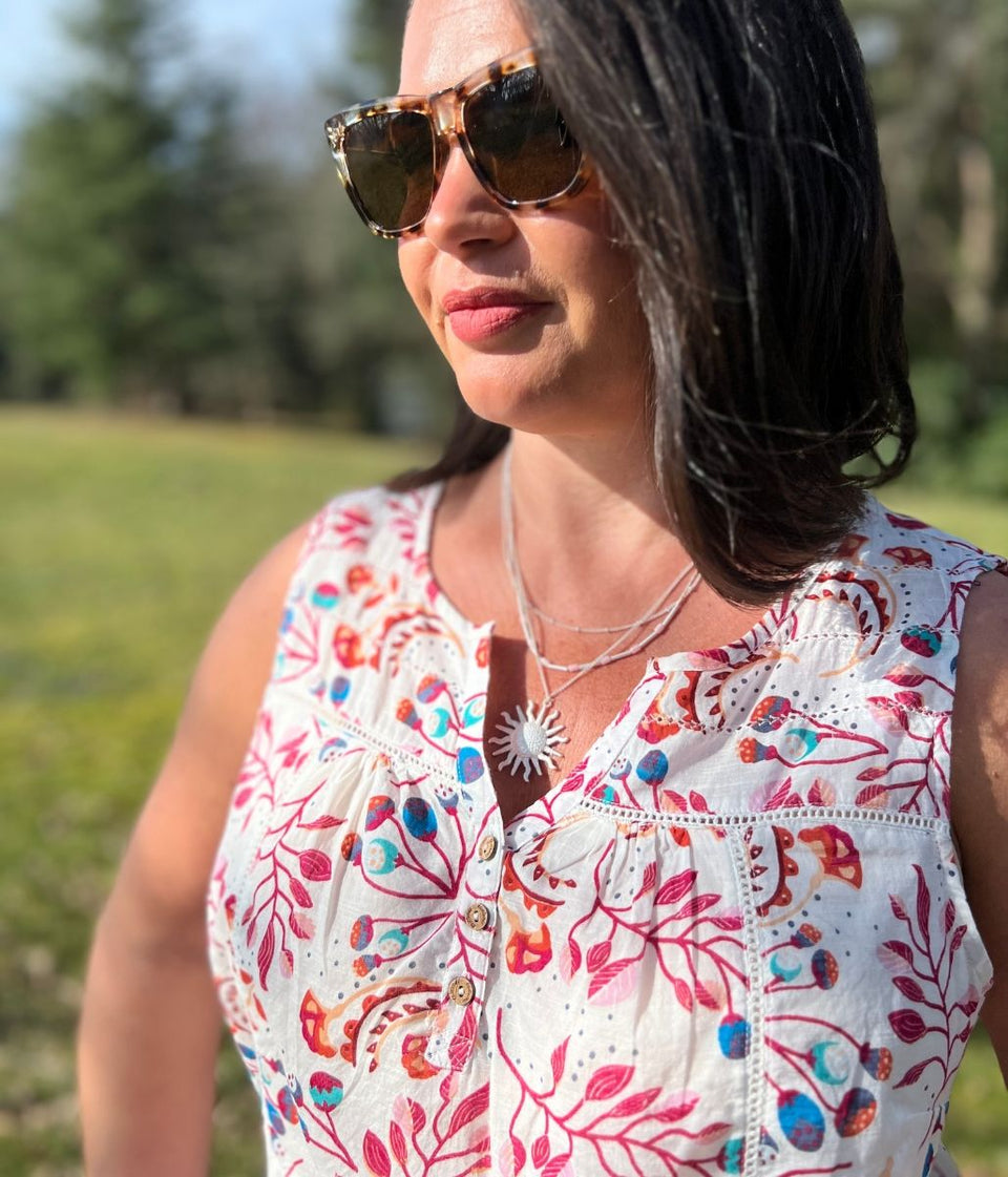 Poppy Seed Print Dobby Top