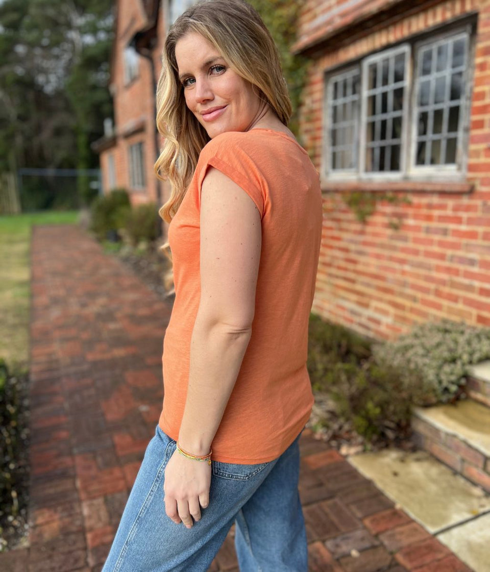 Orange Essential Cap Sleeve Tee