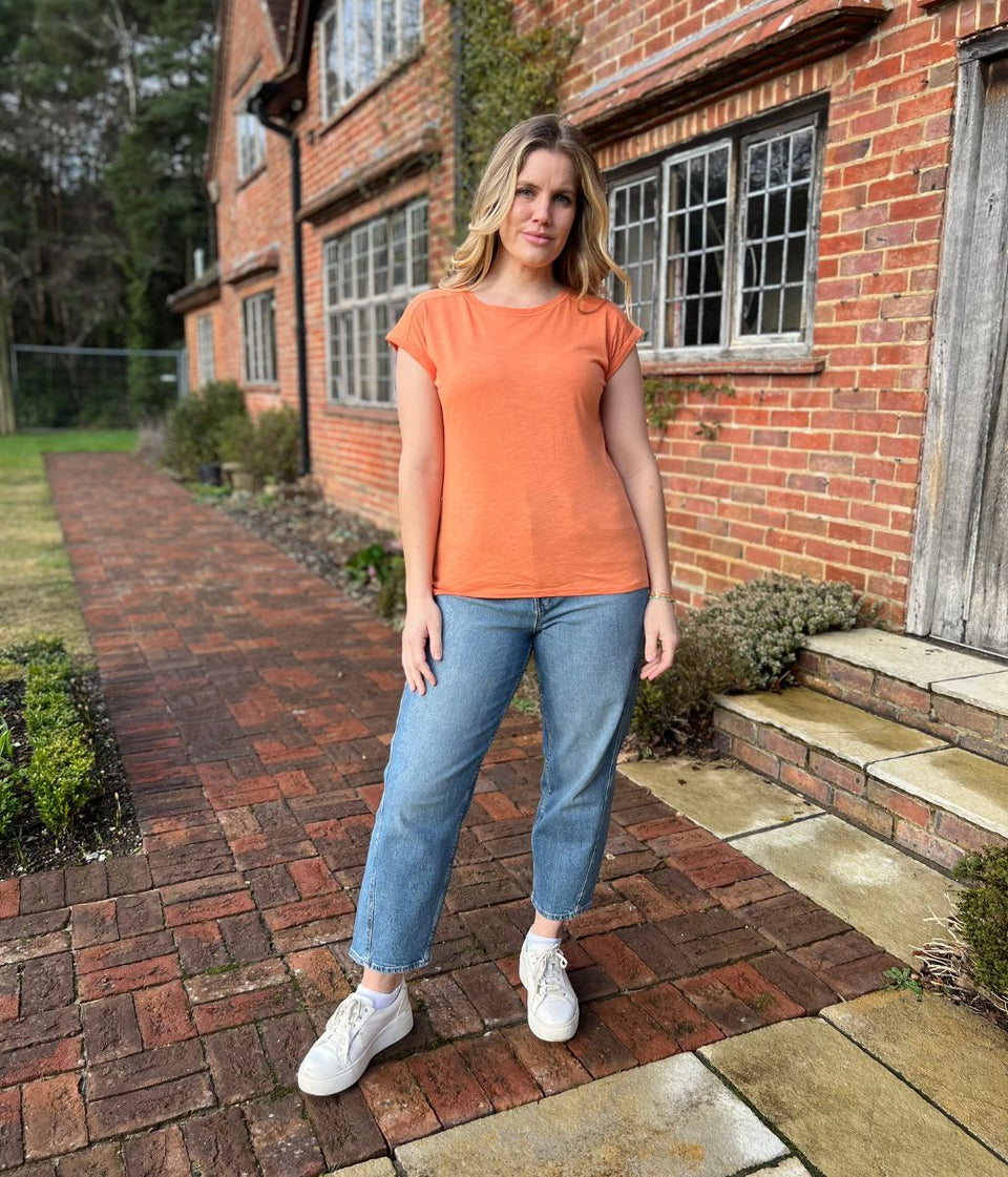 Orange Essential Cap Sleeve Tee