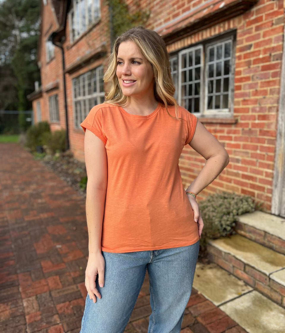 Orange Essential Cap Sleeve Tee