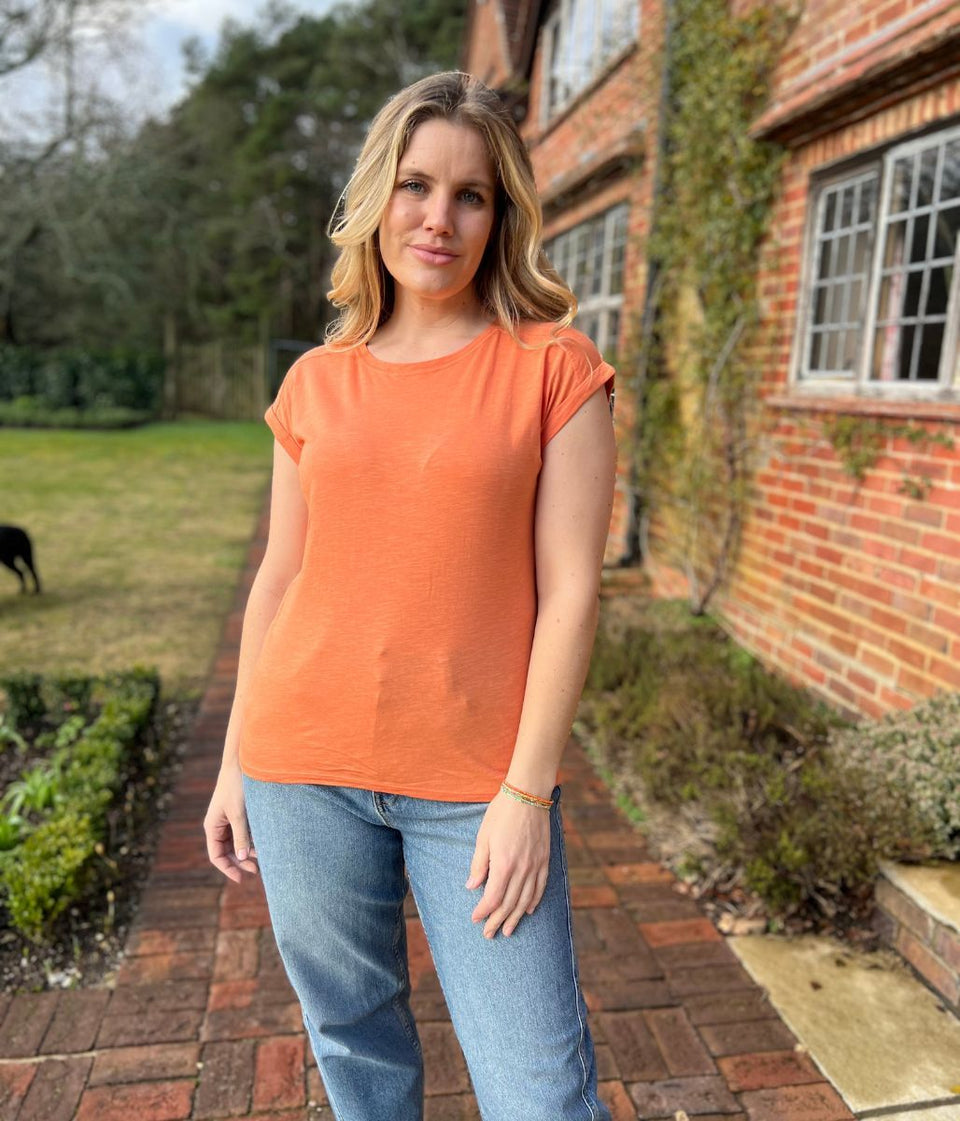 Orange Essential Cap Sleeve Tee