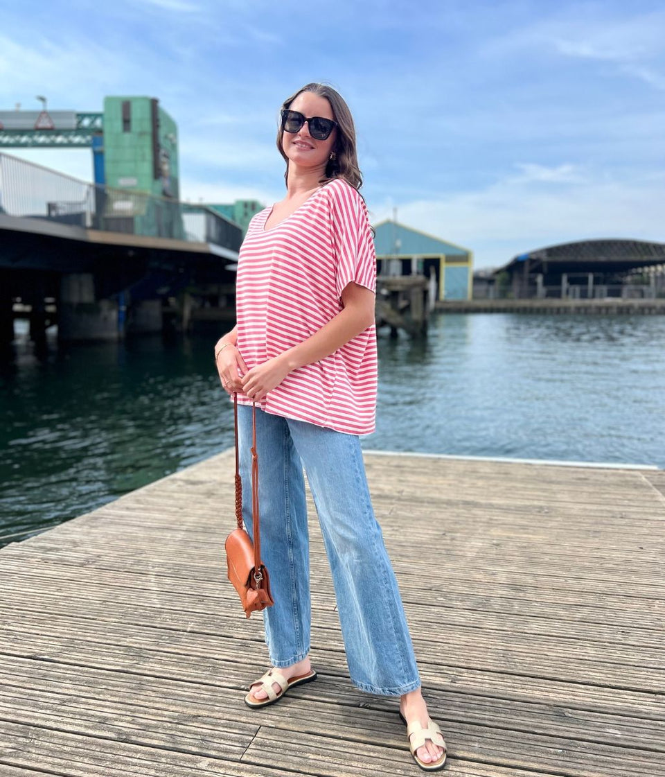 Pink Italian Collection Striped T Shirt