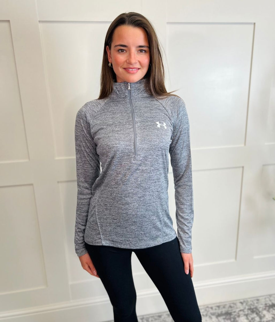 Grey Under Armour 1/2 Zip Tech Top