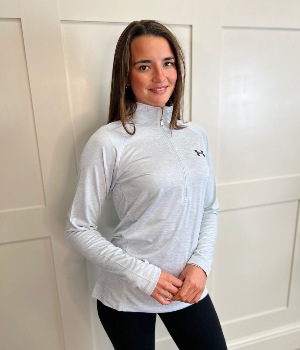 Pale Grey Under Armour 1/2 Zip Tech Top