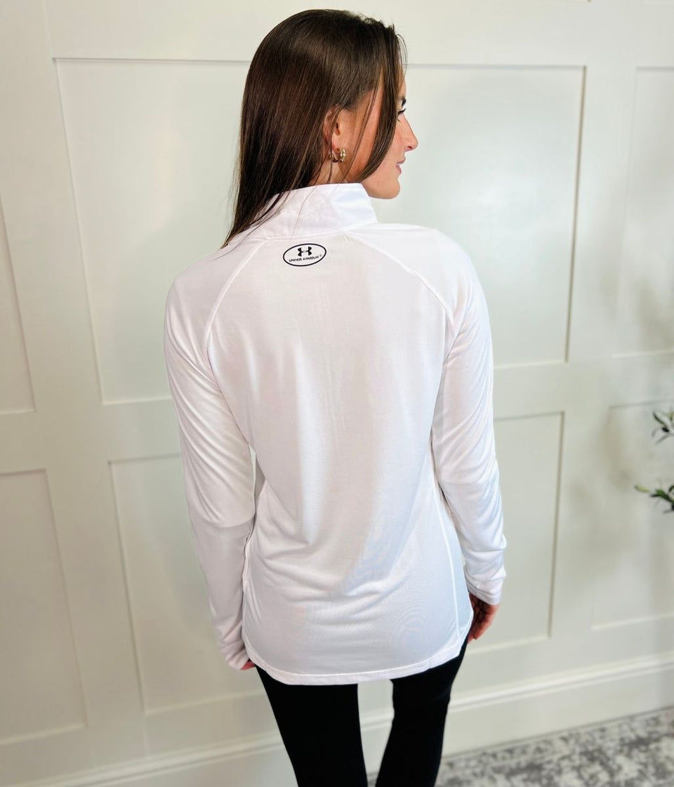 White Under Armour 1/2 Zip Tech Top