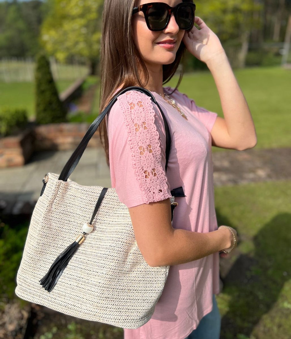 Pink Lace Flower Detail T Shirt