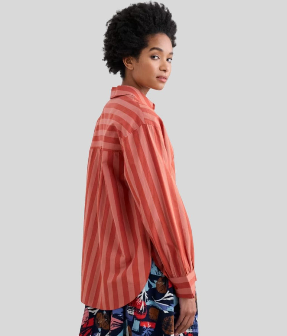 Sea Path Oversized Striped Poplin Shirt