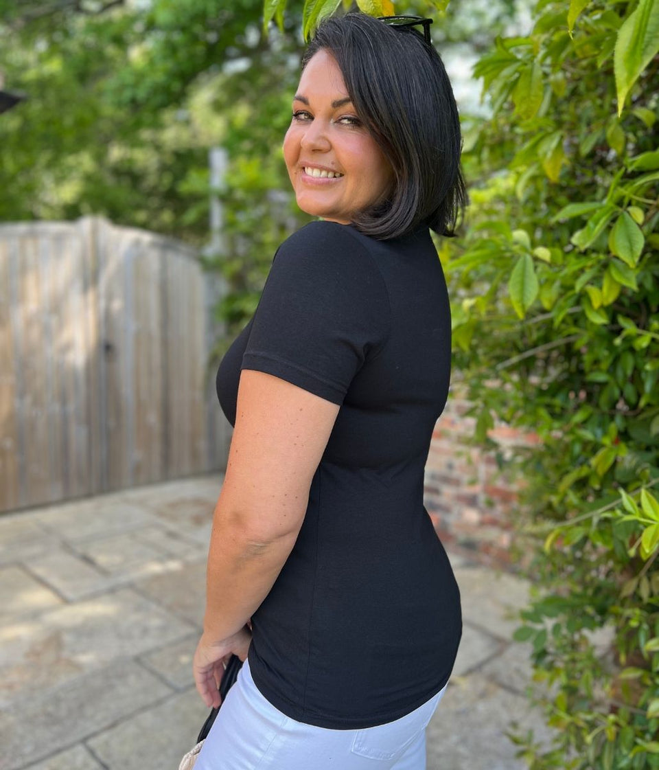 Black Crew Neck Stretch T-Shirt