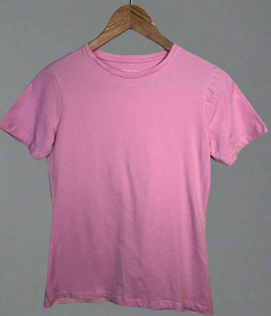 Pink Crew Neck Stretch T-Shirt