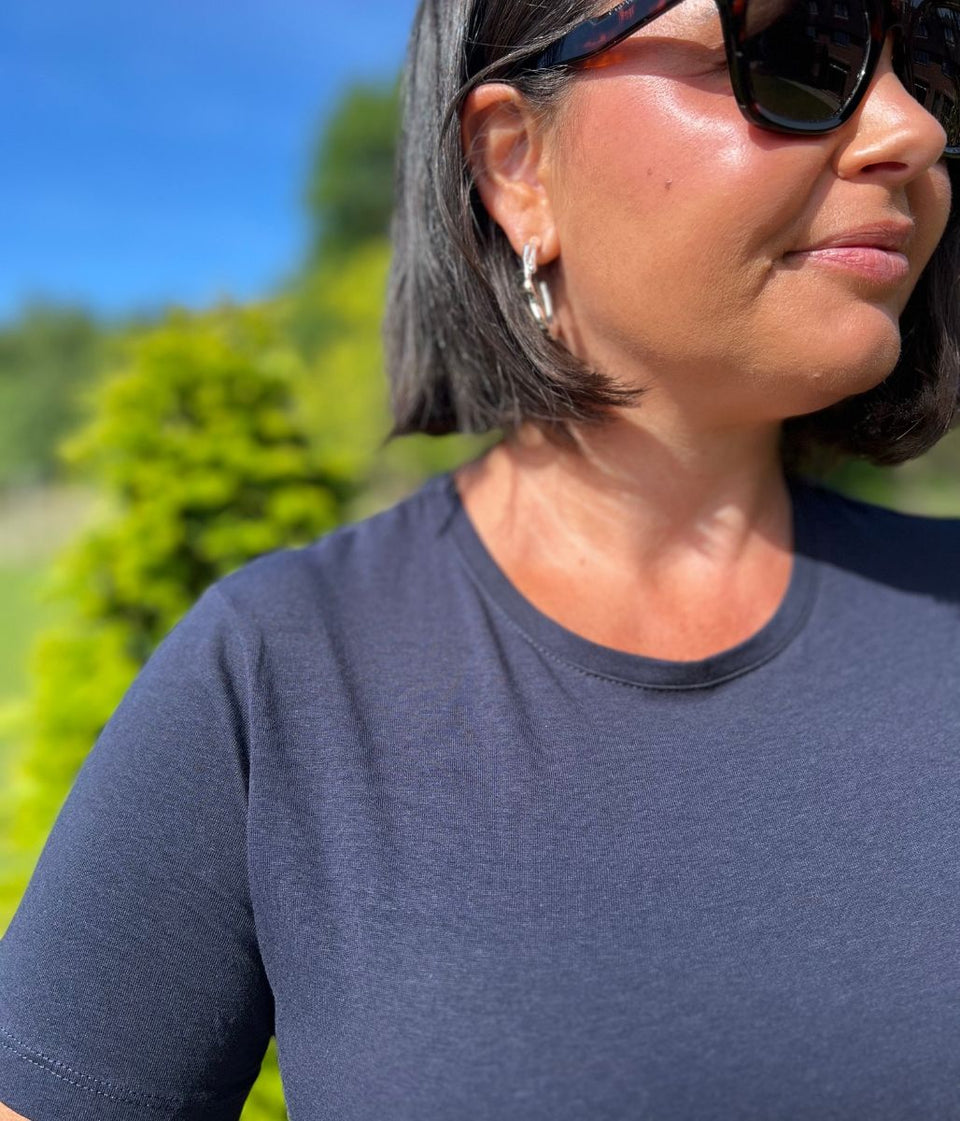 Navy Crew Neck Stretch T-Shirt