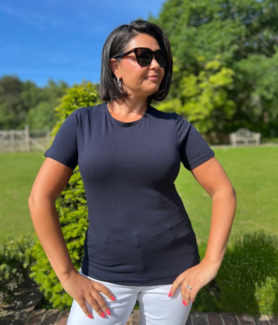 Navy Crew Neck Stretch T-Shirt