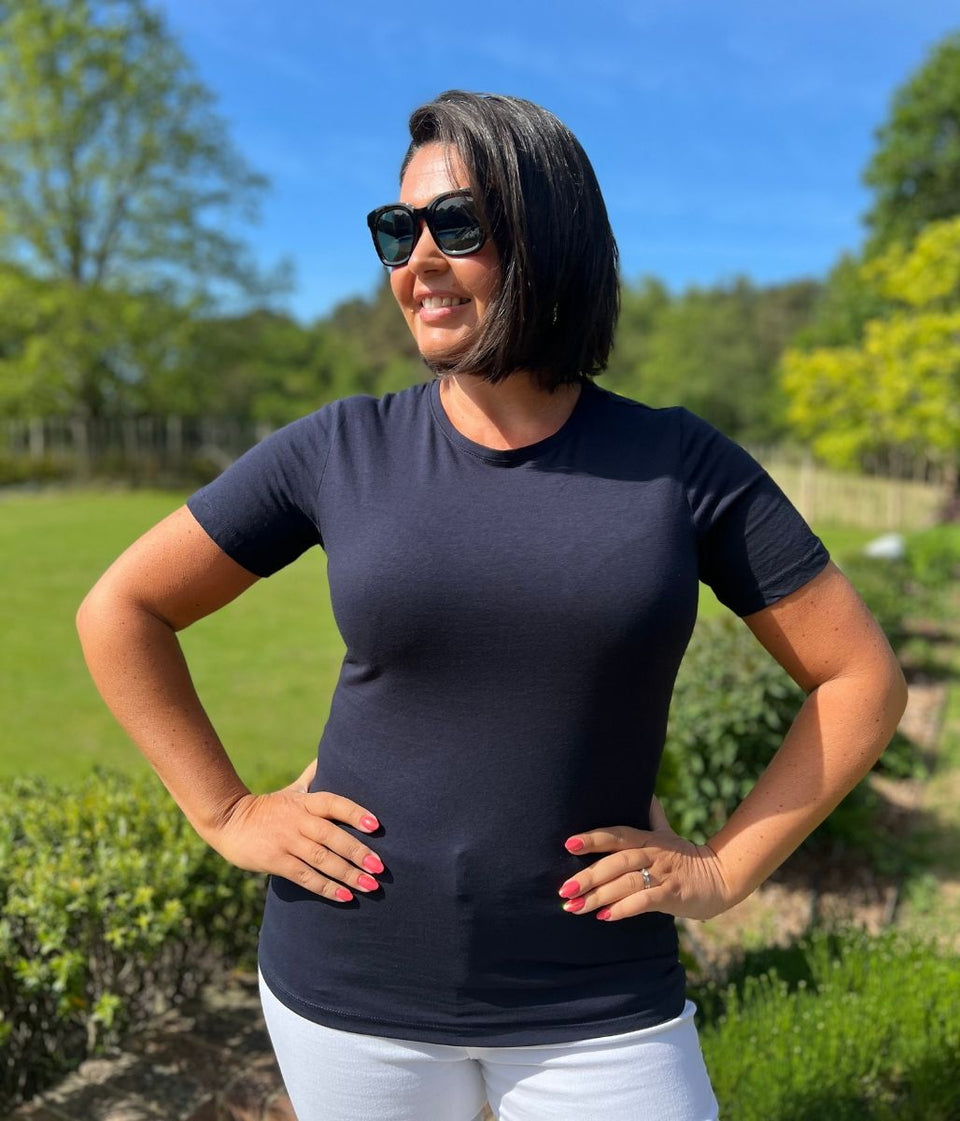 Navy Crew Neck Stretch T-Shirt