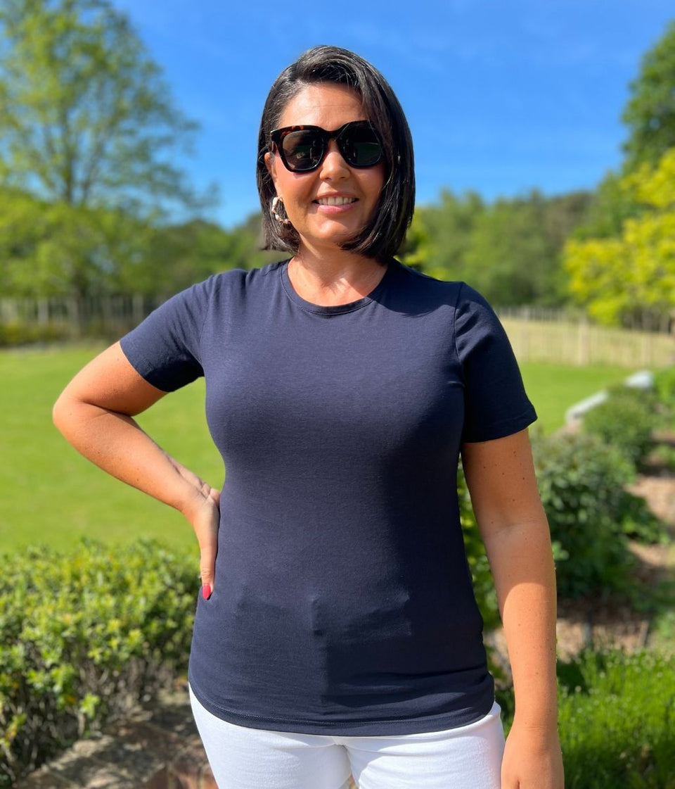 Navy Crew Neck Stretch T-Shirt