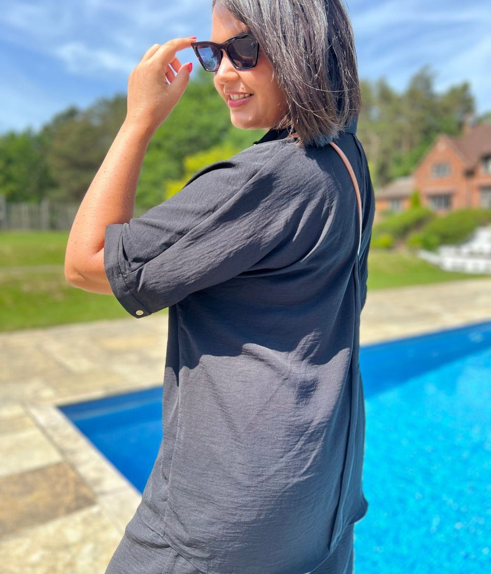 Black Relaxed Short Sleeve Shirt