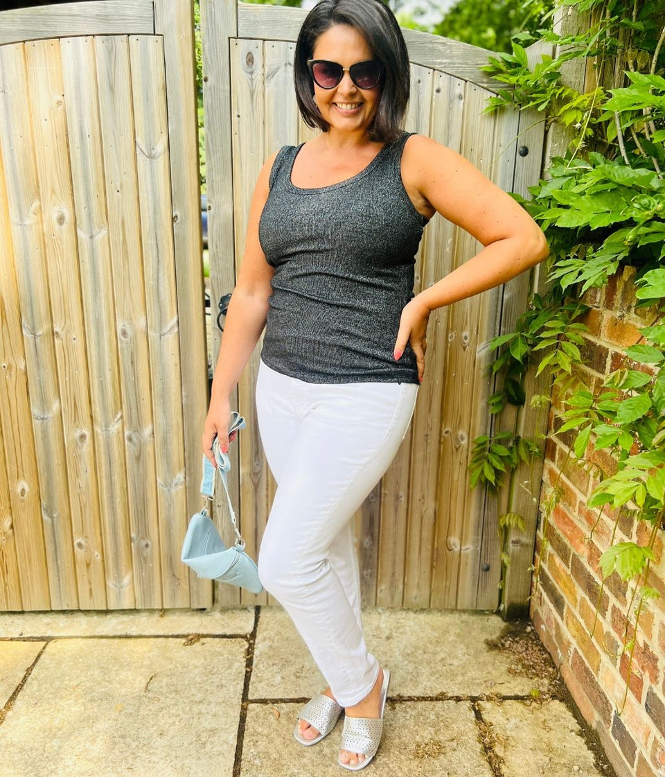 Pewter Sparkly Ribbed Vest