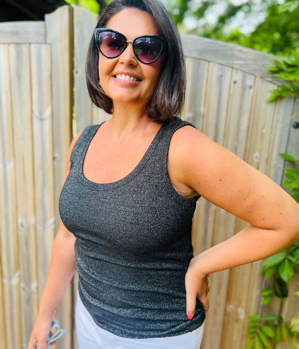 Pewter Sparkly Ribbed Vest