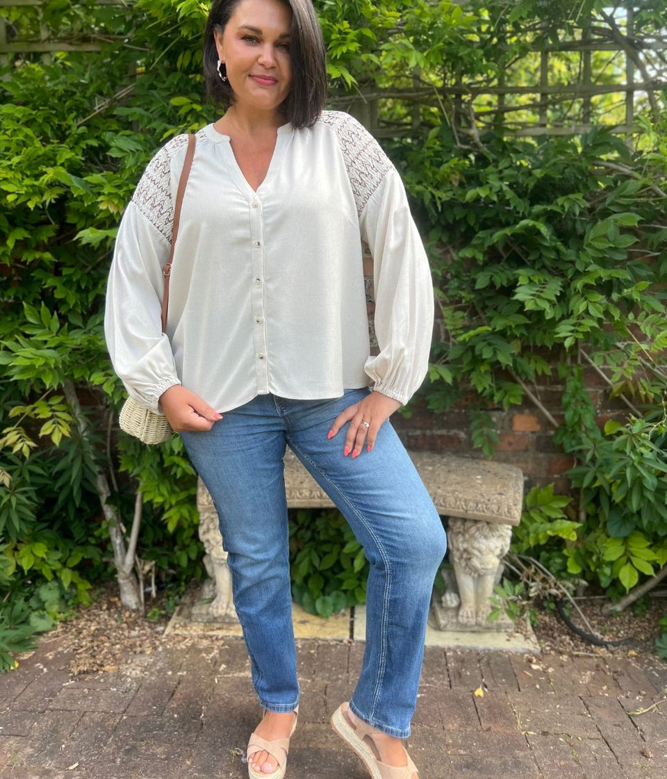 Natural Linen Blend Blouse