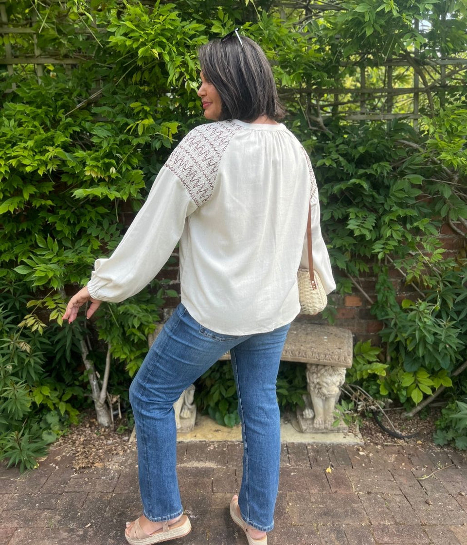 Natural Linen Blend Blouse