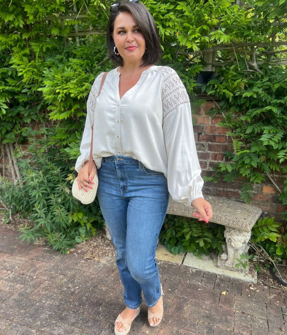Natural Linen Blend Blouse