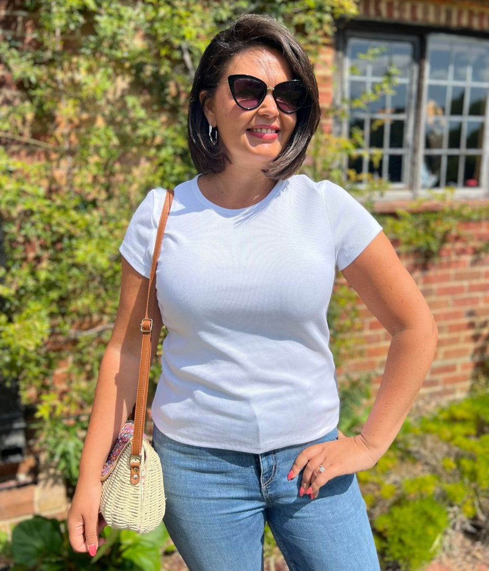 White Cotton Rich Ribbed Tee