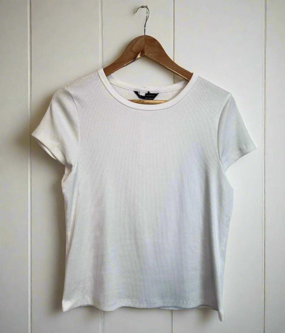 White Cotton Rich Ribbed Tee