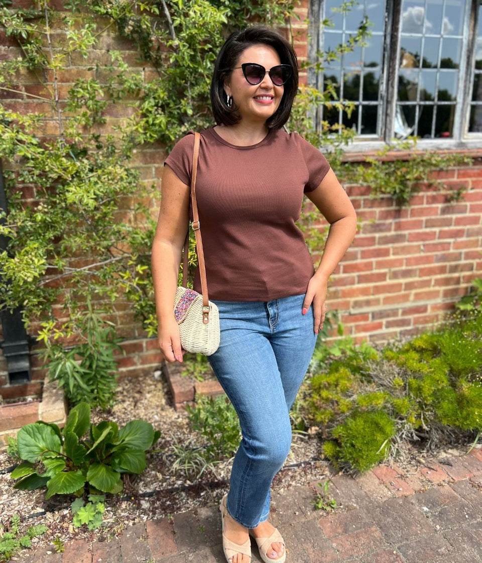 Brown Cotton Rich Ribbed Tee