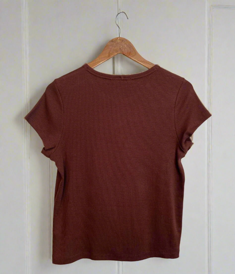 Brown Cotton Rich Ribbed Tee