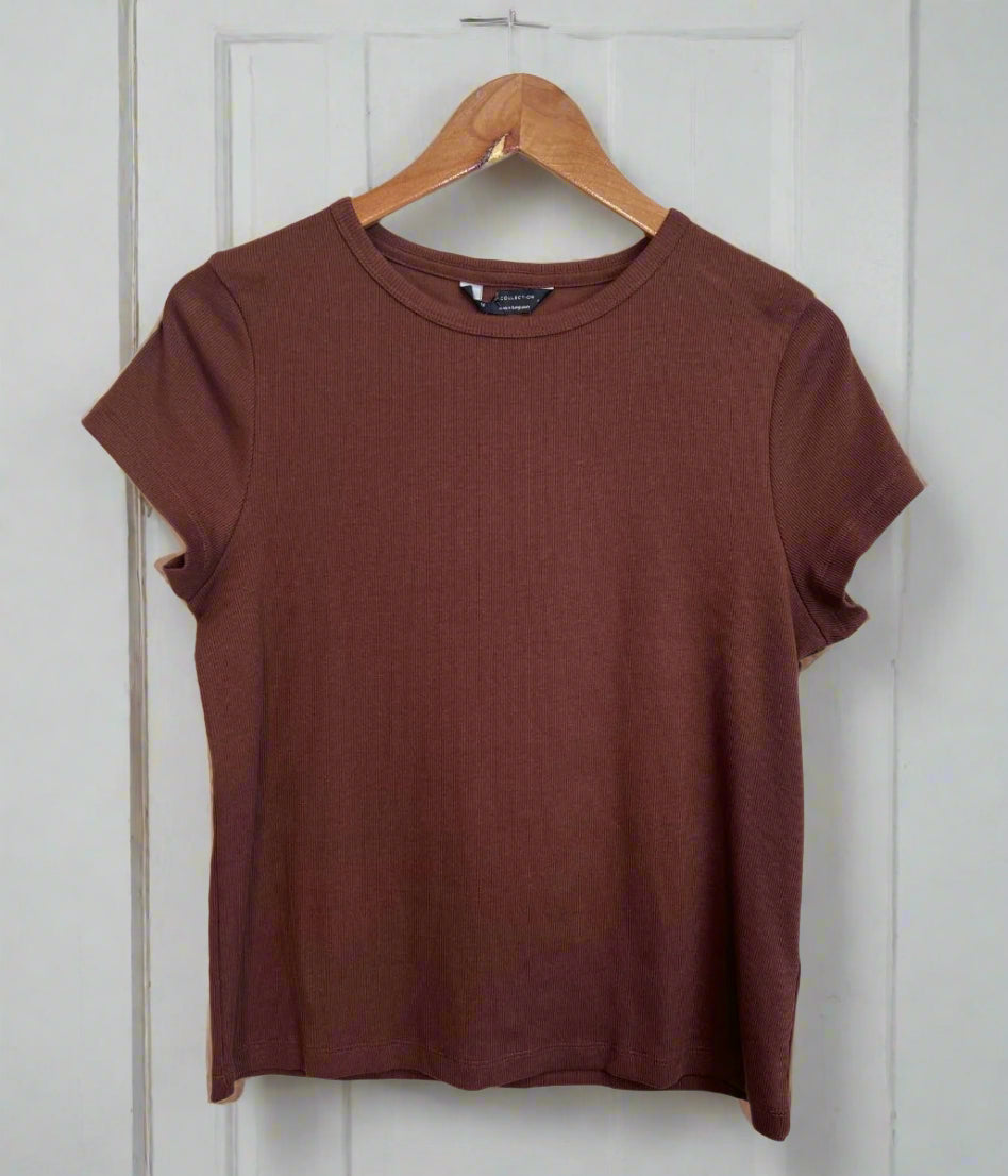 Brown Cotton Rich Ribbed Tee