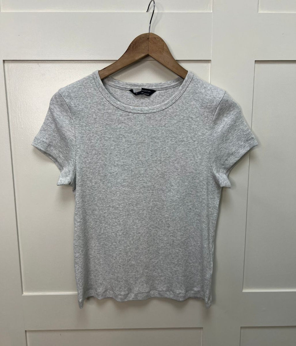 Grey Cotton Rich Ribbed Tee