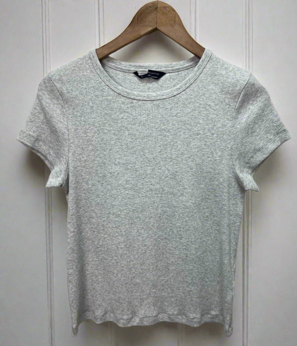 Grey Cotton Rich Ribbed Tee
