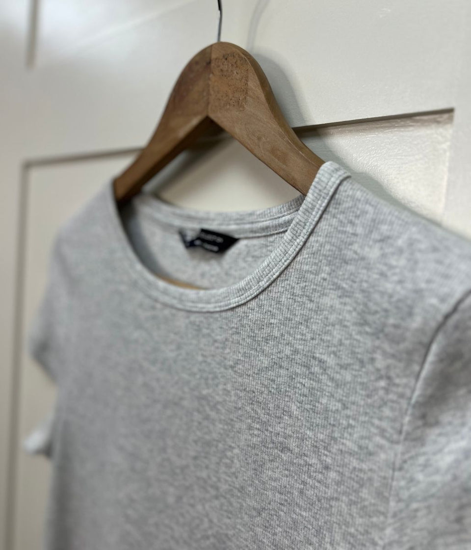 Grey Cotton Rich Ribbed Tee