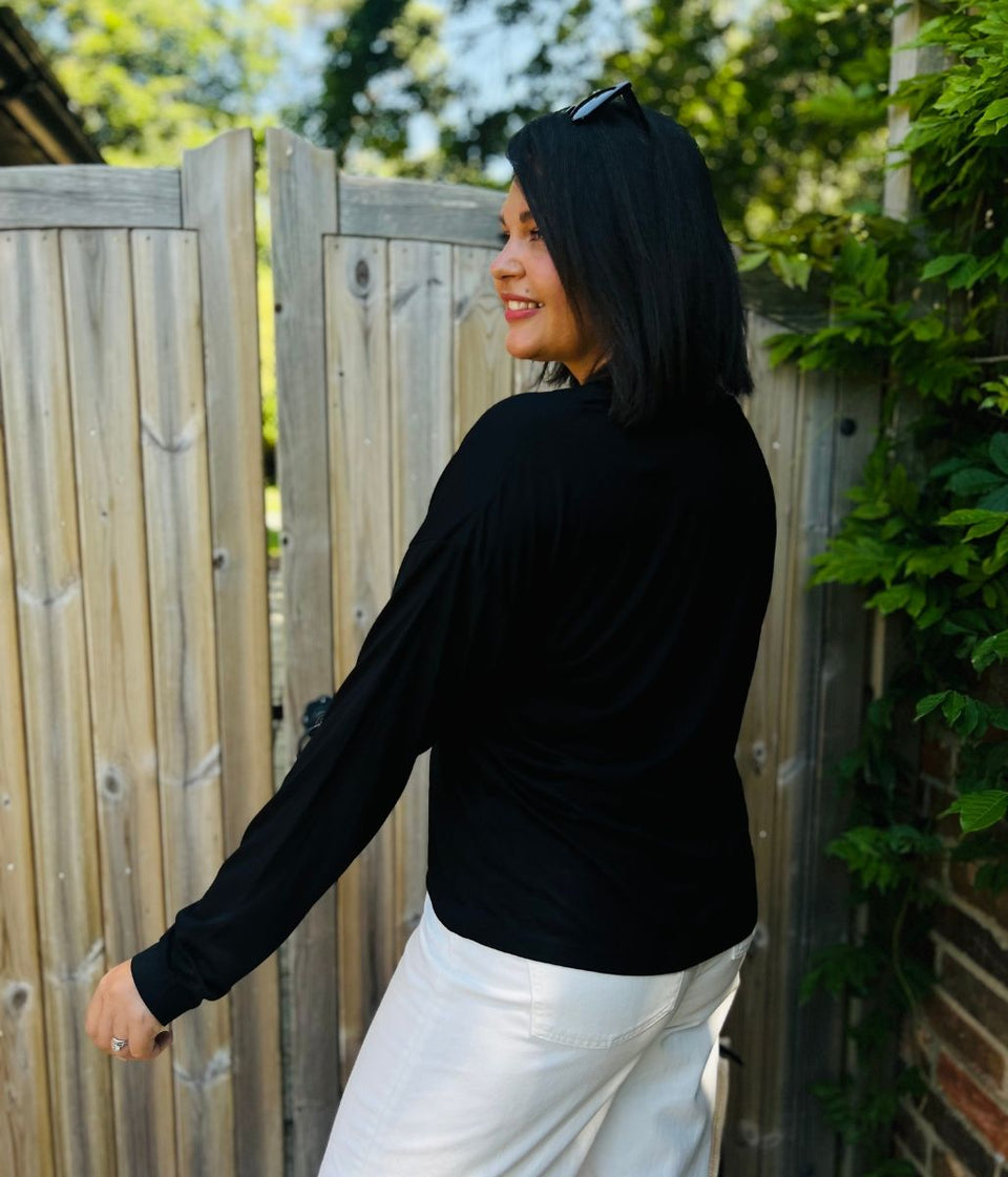 Black V Neck Long Sleeve T Shirt