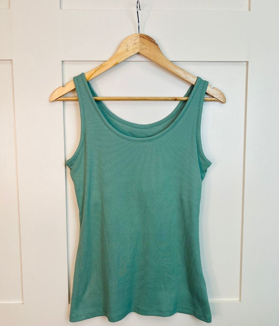 Green Cotton Rich Secret Support Vest Top