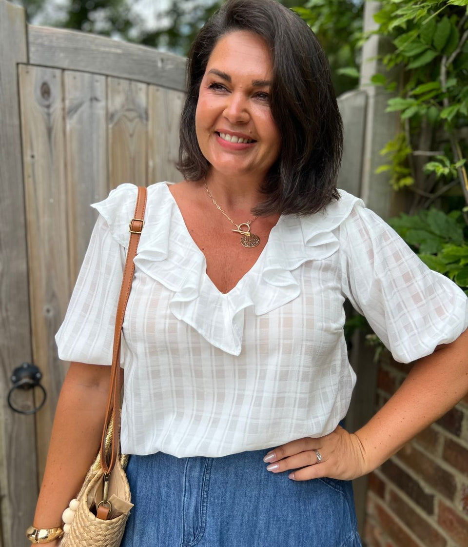 White Ruffle Collar Blouse