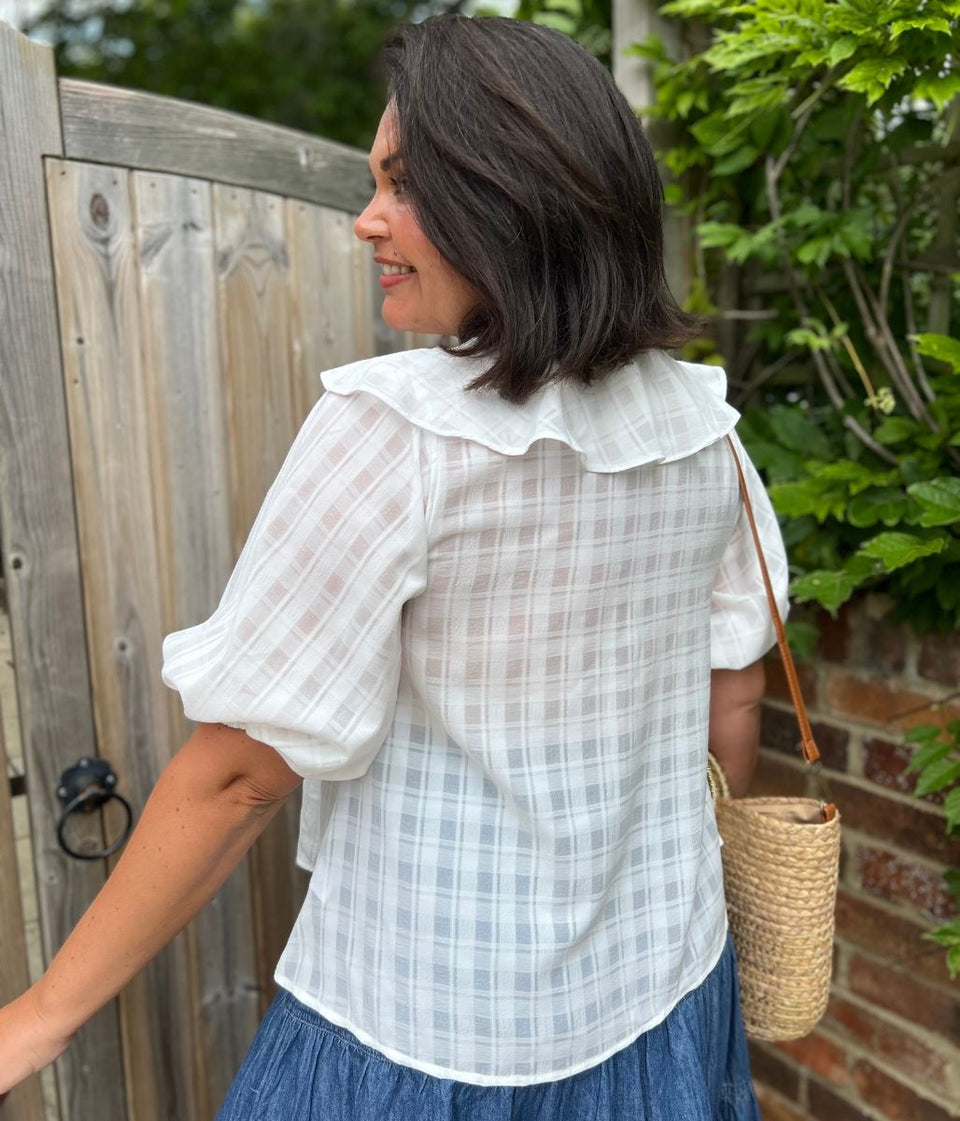 White Ruffle Collar Blouse