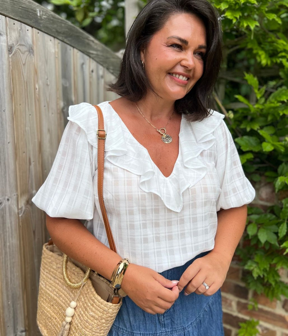 White Ruffle Collar Blouse