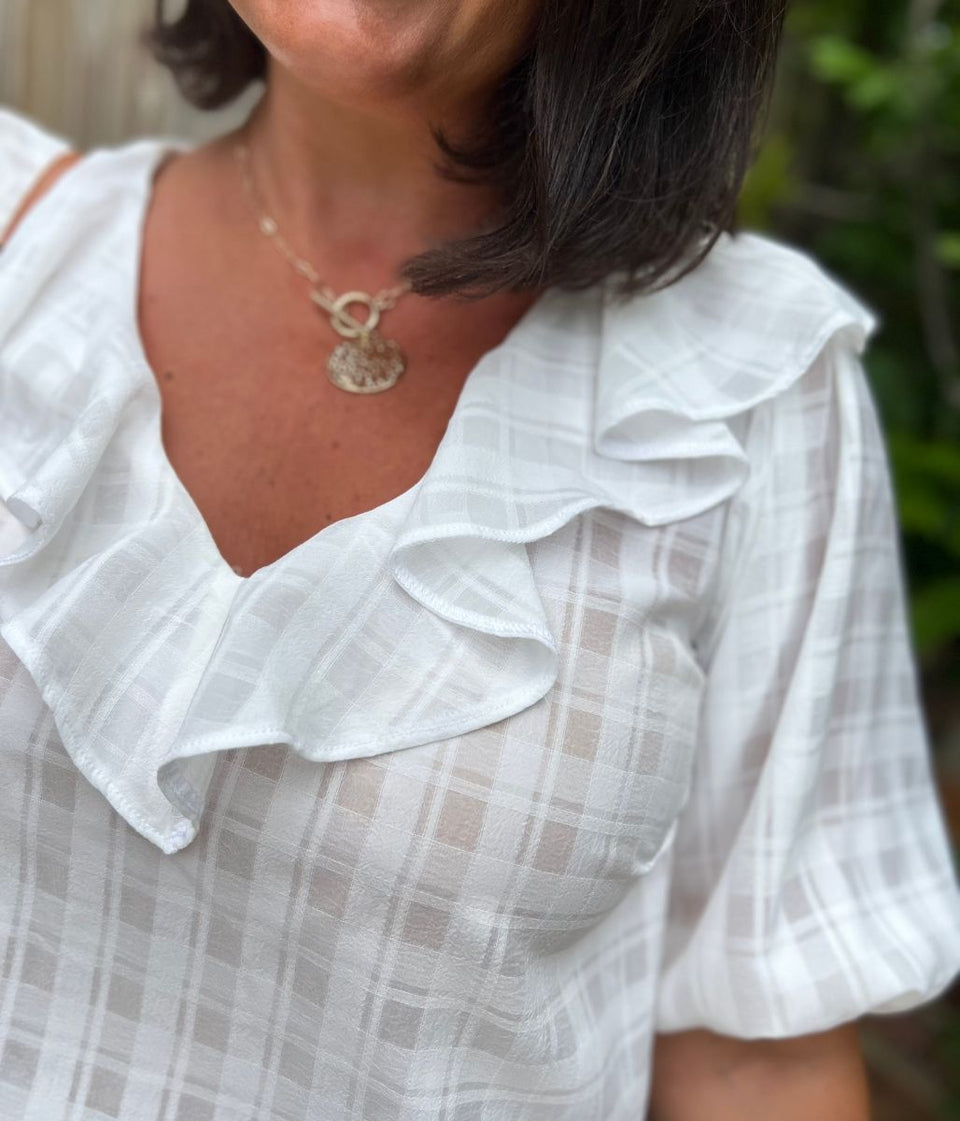 White Ruffle Collar Blouse