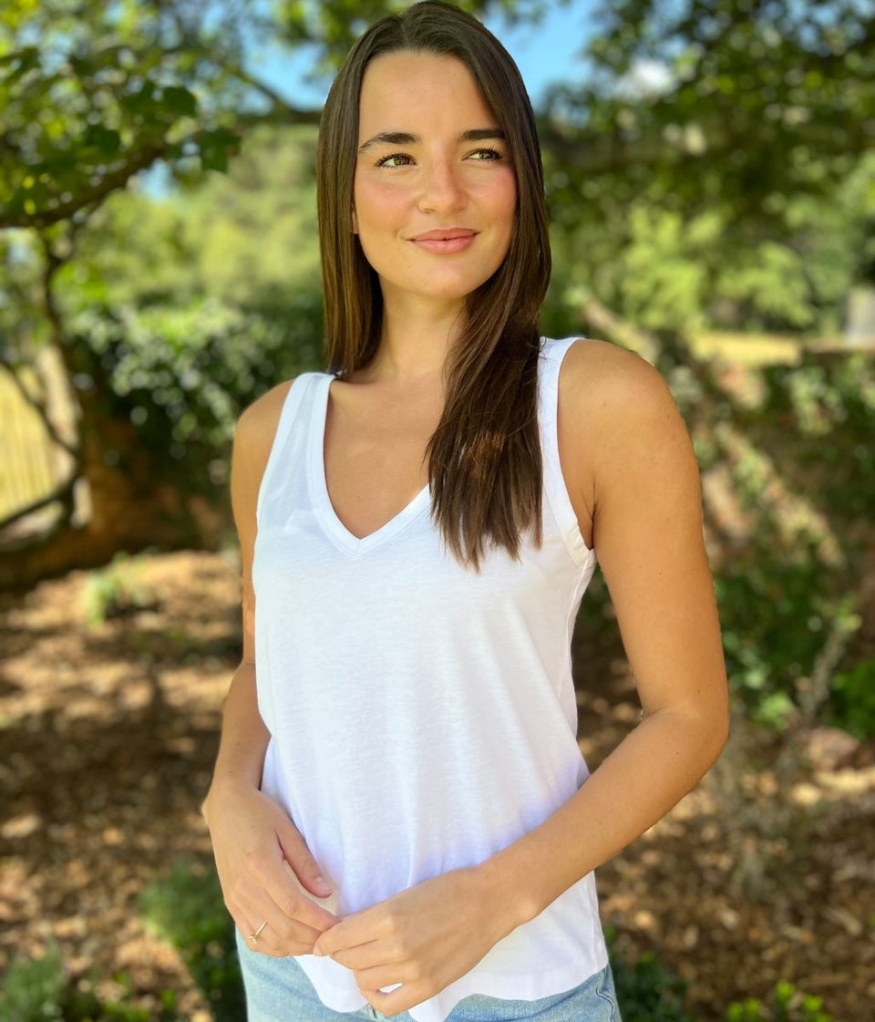 White V Neck Slouch Vest
