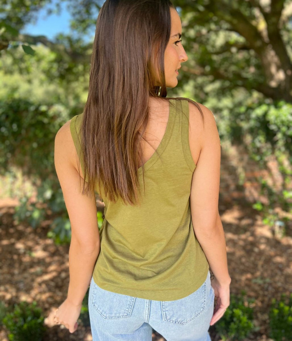 Khaki V Neck Slouch Vest
