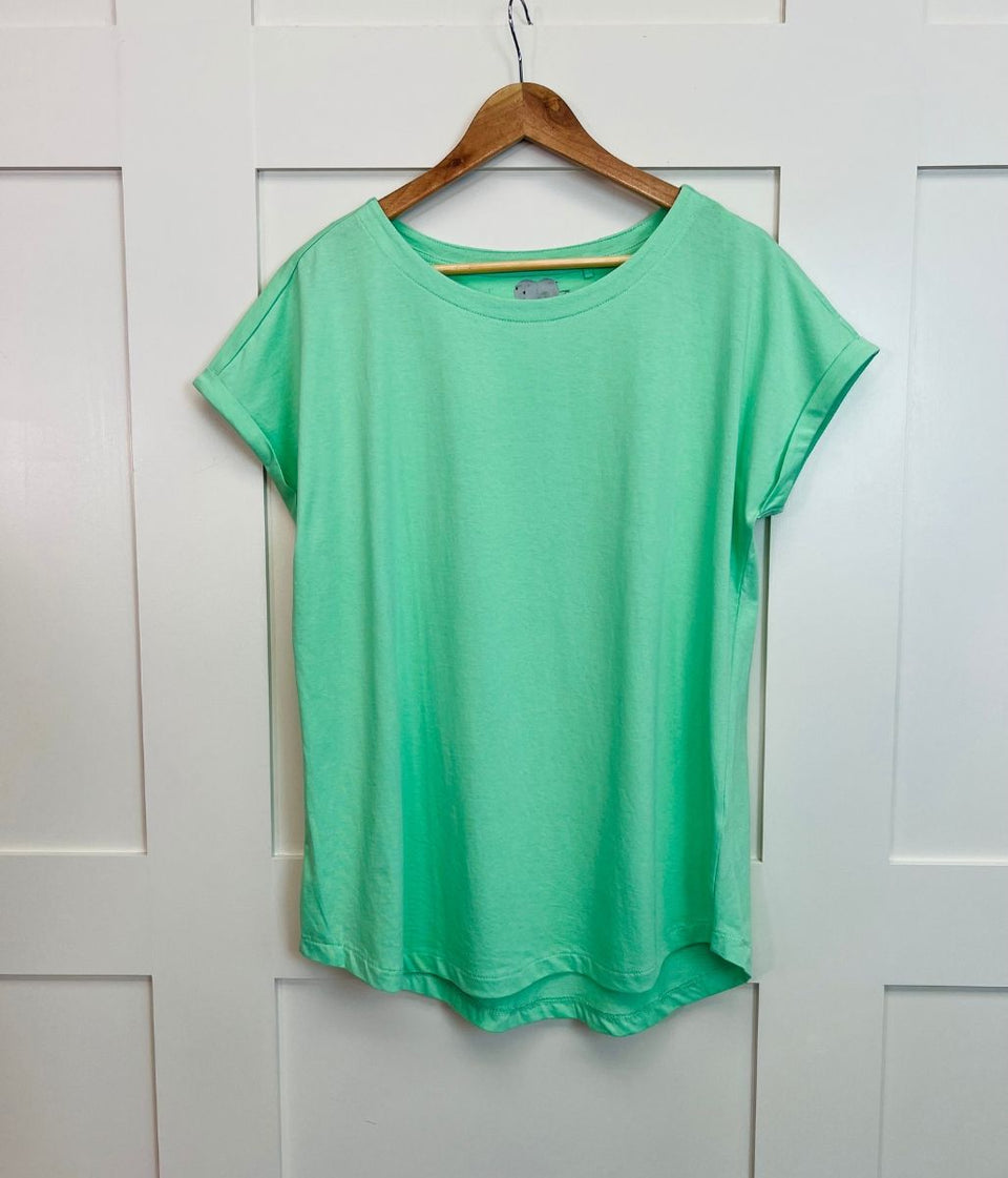 Green Cap Sleeve Cotton T Shirt