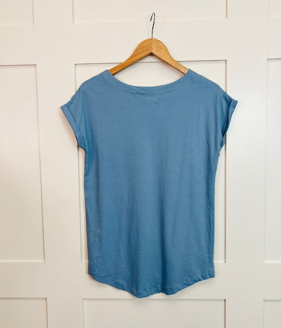 Light Blue Cap Sleeve Cotton T Shirt