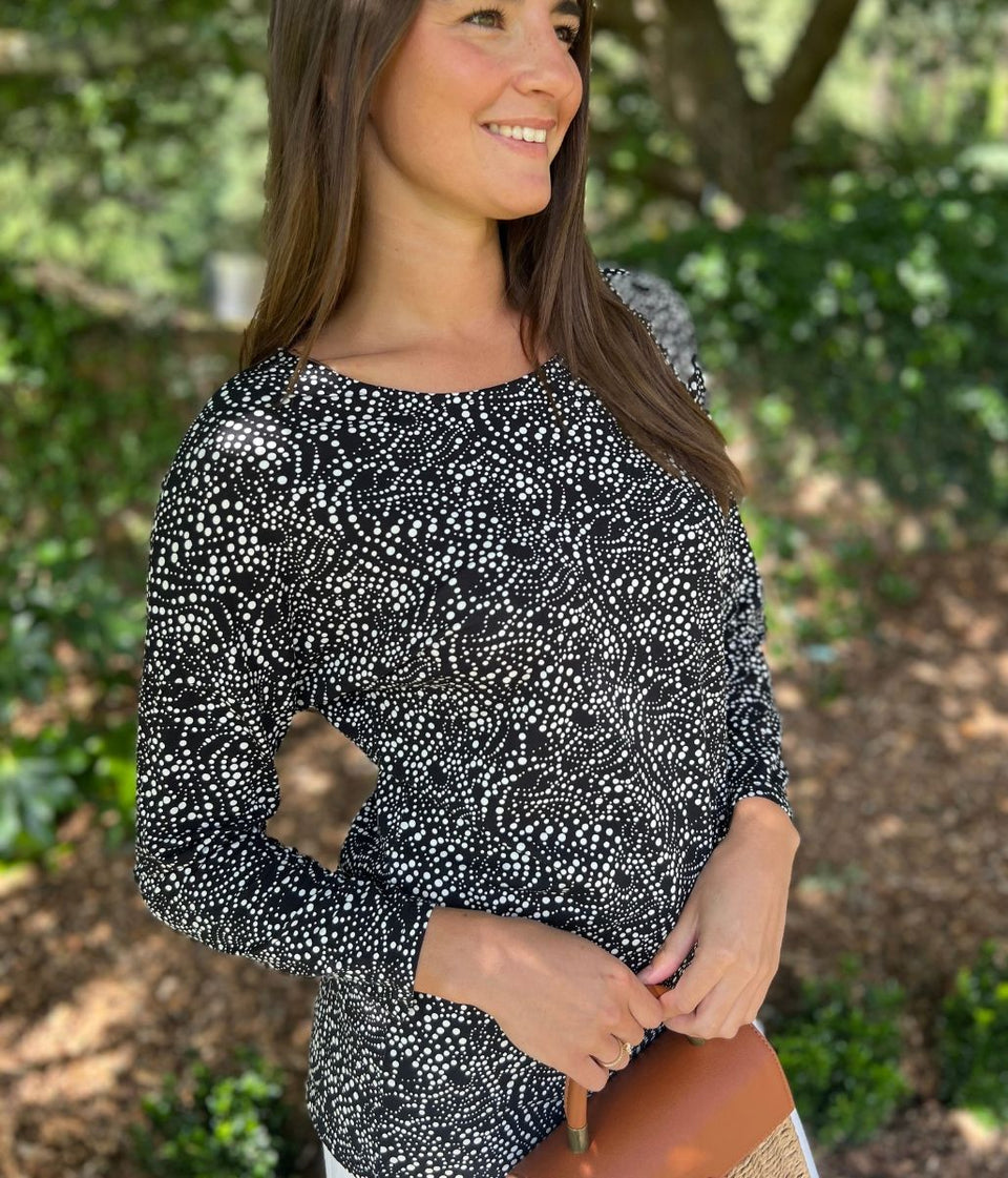 Spotted Relaxed V Back Top