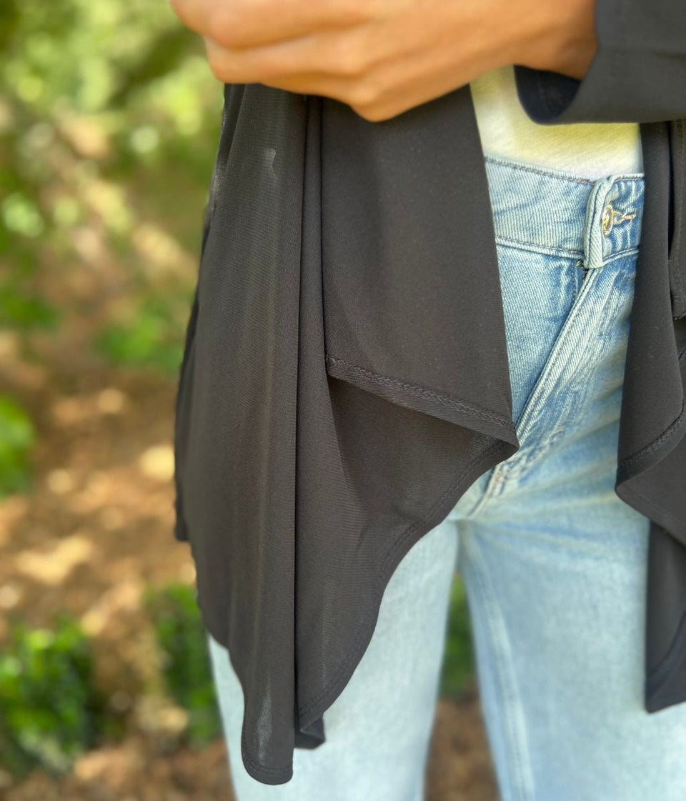 Black Waterfall Open Lightweight Cardigan