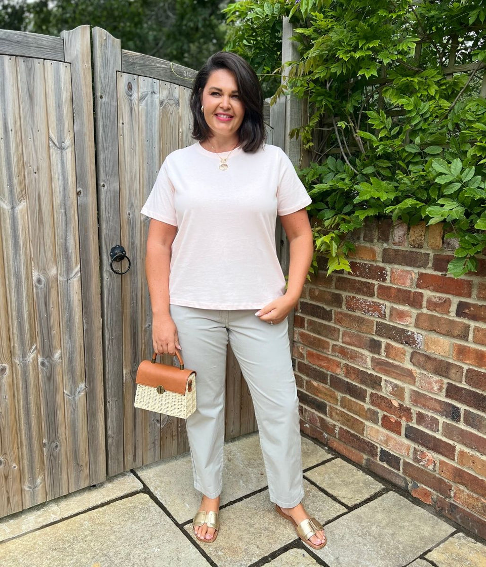 Pastel Pink Straight Fit Cotton Tee