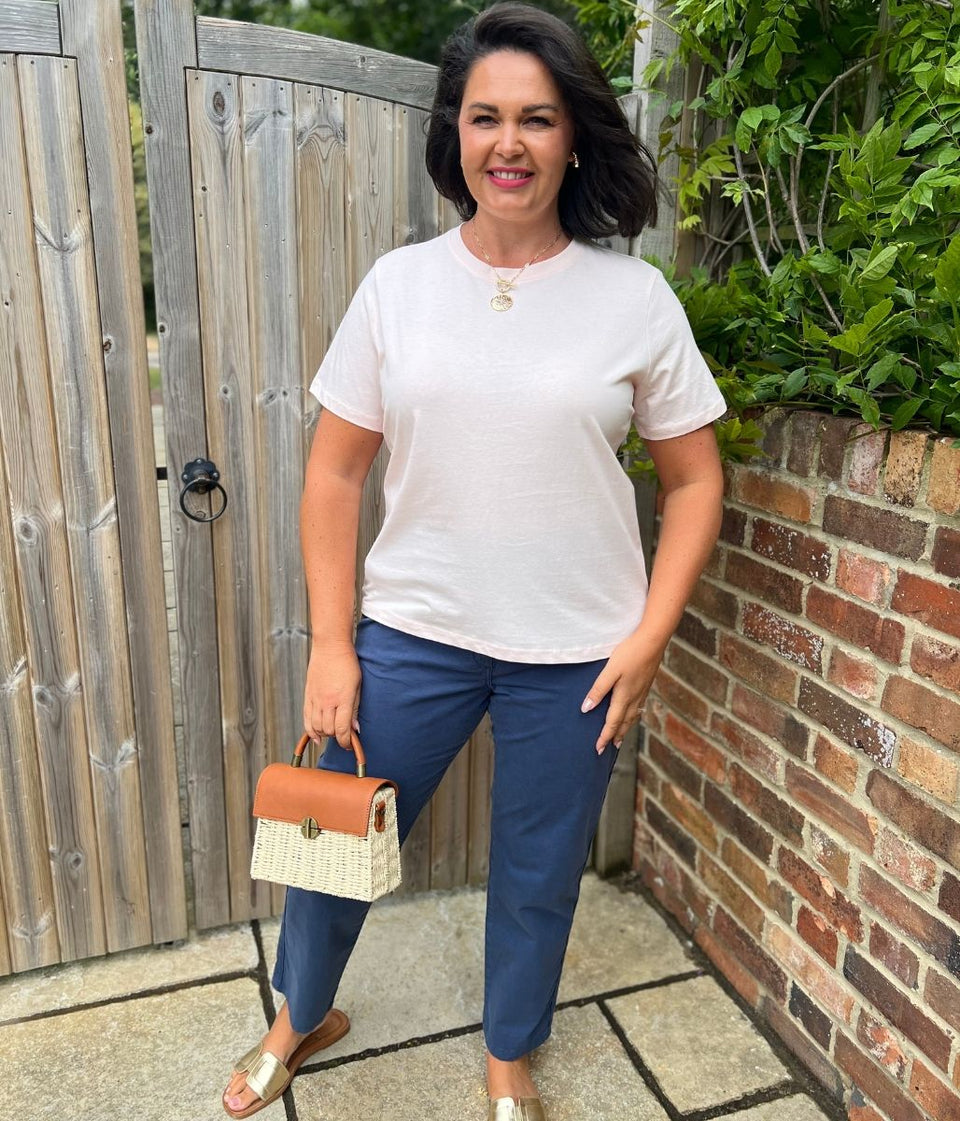 Pastel Pink Straight Fit Cotton Tee